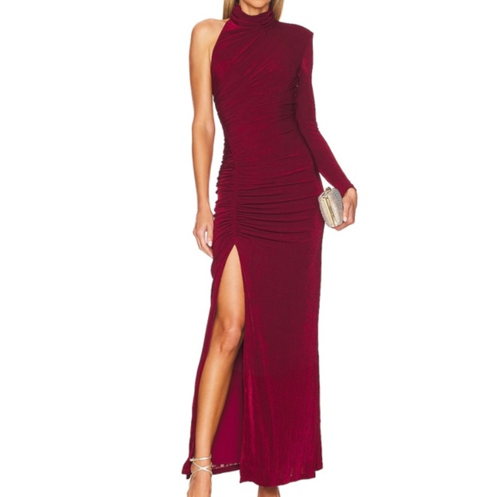 Misha. Rushed Asymmetrical Pauline Gown.